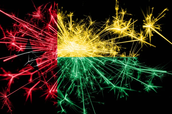 Guinea Bissau Feuerwerk Funkelt Flagge Silvester 2019 Und Weihnachtsfeier Konzept — Stockfoto