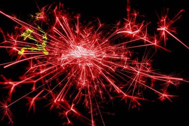 Sovyetler Birliği bayrağı köpüklü havai fişekler. Yeni yıl 2019 ve Noel partisi konsepti