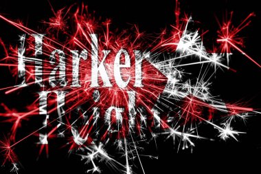 Harker Heights, Texas havai fişek bayrak köpüklü. Yeni yıl 2019 ve Noel partisi konsepti