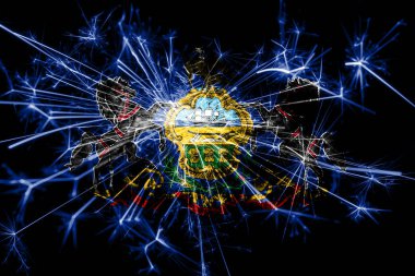 Pennsylvania havai fişek bayrak köpüklü. Yeni yıl 2019 ve Noel partisi konsepti