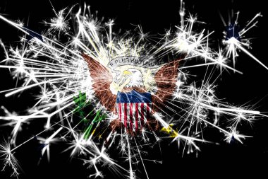 Bayrak köpüklü Amerika Birleşik Devletleri havai fişek Başkan Yardımcısı. Yeni yıl 2019 ve Noel partisi konsepti