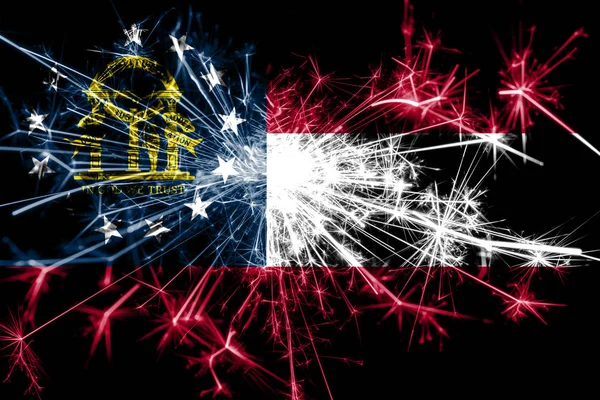 Georgia fireworks sparkling flag. New Year 2019 and Christmas party concept