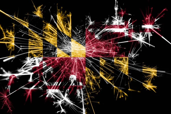 Maryland fireworks sparkling flag. New Year 2019 and Christmas party concept