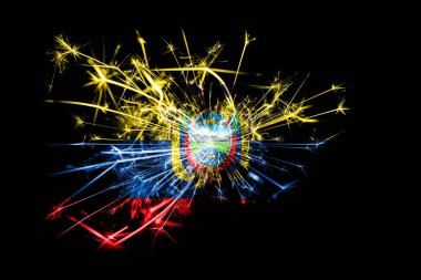 Ekvador havai fişek bayrak köpüklü. Yeni yıl 2019 ve Noel partisi konsepti