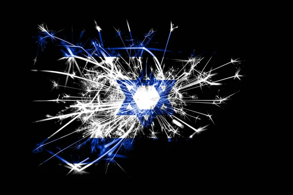 Израильский Фейерверк Сверкает Флагом Новый 2019 Год Концепция Рождественской Вечеринки — стоковое фото