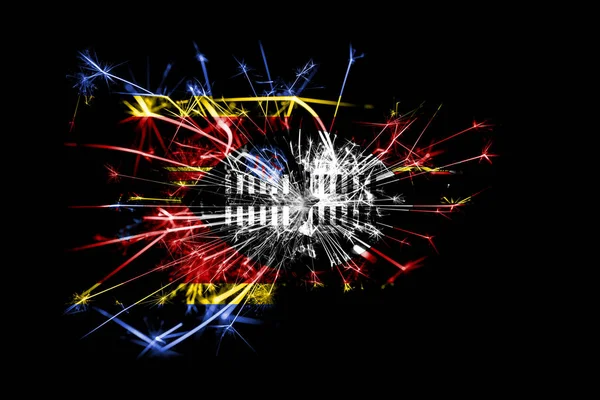 Swaziland fireworks sparkling flag. New Year 2019 and Christmas party concept