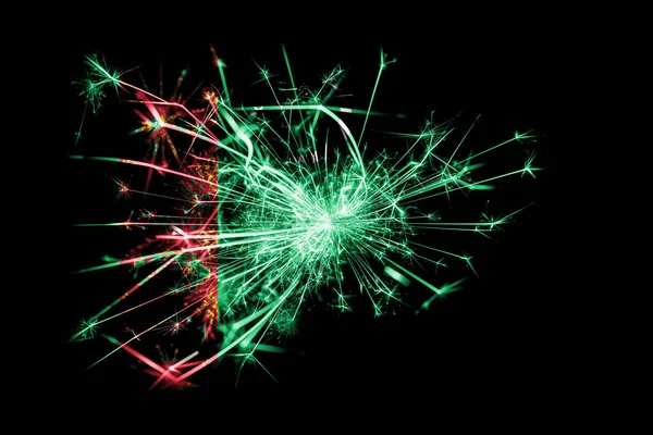 Turkmenistan fireworks sparkling flag. New Year 2019 and Christmas party concept