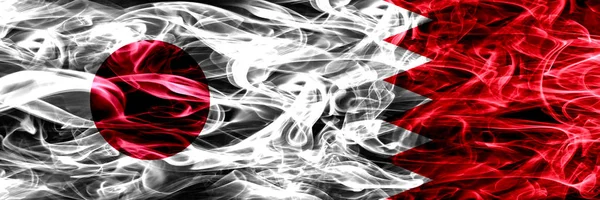 Japan Bahrain Bahrani Smoke Flags Nebeneinander Platziert — Stockfoto