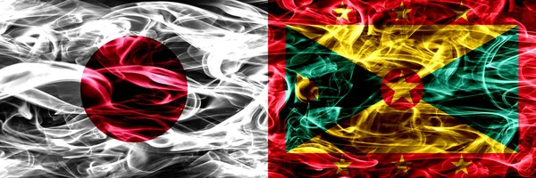 Japonya Rakip duman bayrakları yan yana yerleştirilmiş Grenada