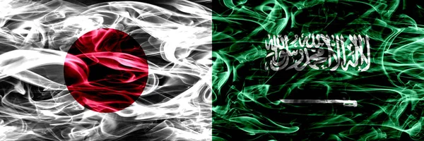 Japan Saudi Arabia Arabian Smoke Flags Placed Side Side — Stock Photo, Image