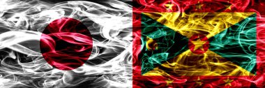 Japonya Rakip duman bayrakları yan yana yerleştirilmiş Grenada