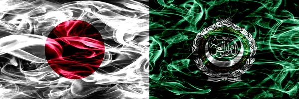 Japan vs Arab League smoke flags placed side by side