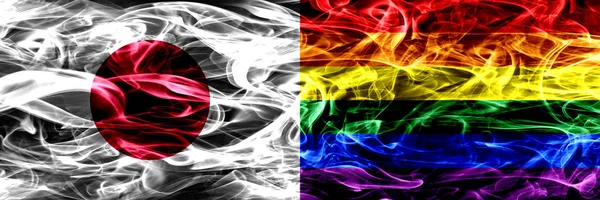 Japan Gay Pride Smoke Flags Placed Side Side — Stock Photo, Image