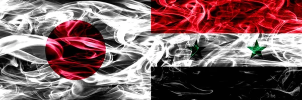 Japan Syrien Syriska Rök Flaggor Placeras Sida Vid Sida — Stockfoto