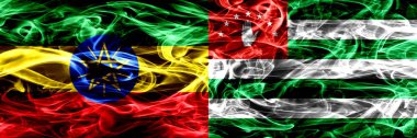 Etiyopya vs Abhazya, Abhaz renkli bayrakları yan yana yerleştirilmiş duman
