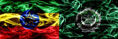 Etiyopya vs Arap Birliği renkli duman bayrakları yan yana yerleştirilmiş