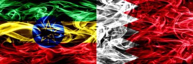 Etiyopya vs Bahreyn, Bahrani renkli duman bayrakları yan yana yerleştirilir.