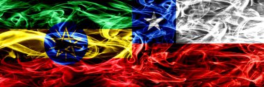Etiyopya vs Şili, Şili renkli bayrakları yan yana yerleştirilmiş duman
