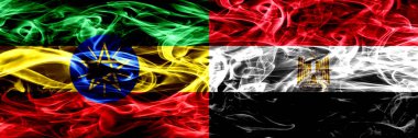 Etiyopya vs Mısır, Mısır renkli bayrakları yan yana yerleştirilmiş duman