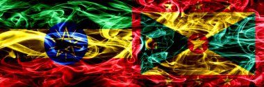 Etiyopya vs Grenada renkli duman bayrakları yan yana yerleştirilmiş