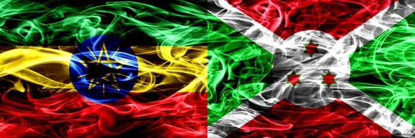 Etiopia Burundi Burundian Kolorowy Dym Flagi Umieszczone Obok Siebie — Zdjęcie stockowe