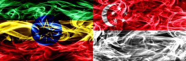 Etiyopya vs Singapur, Singapurlu renkli bayrakları yan yana yerleştirilmiş duman