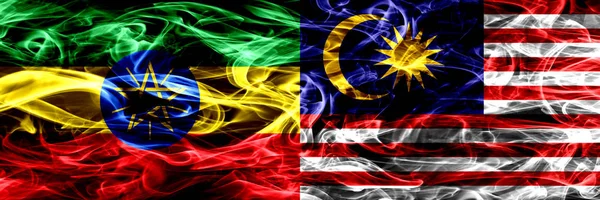 Ethiopia Malaysia Malaysian Colorful Smoke Flags Placed Side Side — Stock Photo, Image