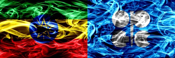 Etiyopya vs Opec renkli duman bayrakları yan yana yerleştirilmiş