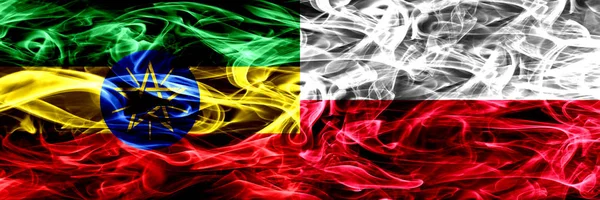 Etiópia Polônia Bandeiras Fumaça Coloridas Polonesas Colocadas Lado Lado — Fotografia de Stock