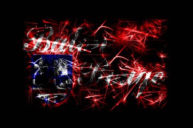 Baton Rouge, Louisiana havai fişek bayrak köpüklü. Yeni yıl 2019 ve Noel partisi konsepti