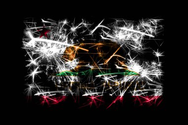 California havai fişek bayrak köpüklü. Yeni yıl 2019 ve Noel partisi konsepti