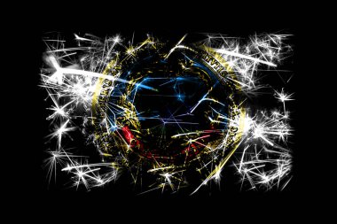 Cambridge, Massachusetts havai fişek bayrak köpüklü. Yeni yıl 2019 ve Noel partisi konsepti