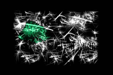 Eagan, Minnesota havai fişek bayrak köpüklü. Yeni yıl 2019 ve Noel partisi konsepti