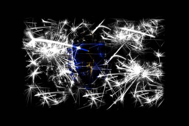 Massachusetts havai fişek bayrak köpüklü. Yeni yıl 2019 ve Noel partisi konsepti