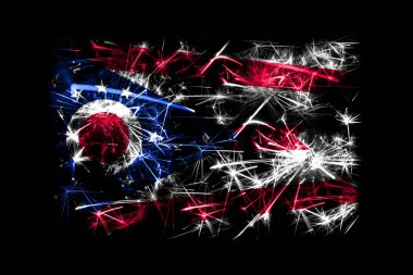 Ohio havai fişek bayrak köpüklü. Yeni yıl 2019 ve Noel partisi konsepti