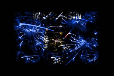 Bayrak köpüklü Wisconsin havai fişekler. Yeni yıl 2019 ve Noel partisi konsepti