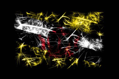 Brunei bayrağı köpüklü havai fişekler. Yeni yıl 2019 ve Noel partisi konsepti