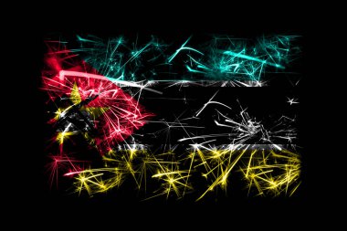 Mozambik havai fişek bayrak köpüklü. Yeni yıl 2019 ve Noel partisi konsepti