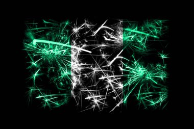 Nijerya havai fişek bayrak köpüklü. Yeni yıl 2019 ve Noel partisi konsepti