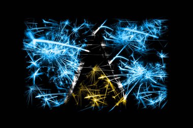 Saint Lucia havai fişek bayrak köpüklü. Yeni yıl 2019 ve Noel partisi konsepti