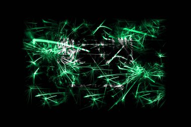 Suudi Arabistan bayrağı köpüklü havai fişekler. Yeni yıl 2019 ve Noel partisi konsepti