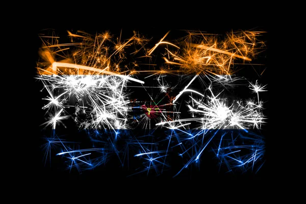 Albany New York Fireworks Sparkling Flag New Year 2019 Christmas — Stock Photo, Image