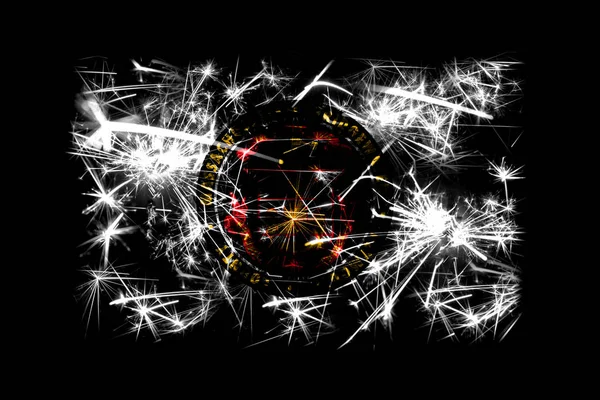 Bridgewater, Massachusetts havai fişek bayrak köpüklü. Yeni yıl 2019 ve Noel partisi konsepti