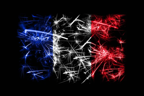 France Fireworks Sparkling Flag Año Nuevo 2019 Concepto Fiesta Navidad —  Fotos de Stock