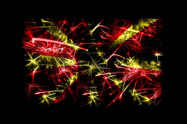 Aplikace Fireworks Makedonie Šumivé Vlajky Nový Rok 2019 Vánoční Večírek — Stock fotografie