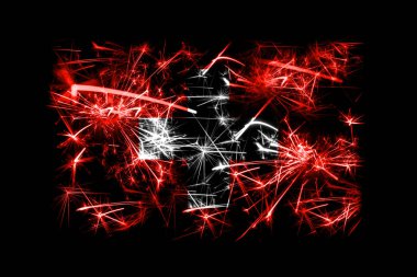 İsviçre bayrağı köpüklü havai fişekler. Yeni yıl 2019 ve Noel partisi konsepti