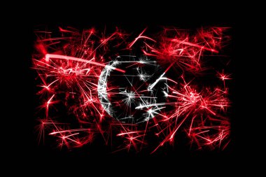 Tunus bayrağı köpüklü havai fişekler. Yeni yıl 2019 ve Noel partisi konsepti