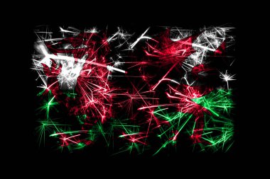 Galler bayrak köpüklü havai fişekler. Yeni yıl 2019 ve Noel partisi konsepti