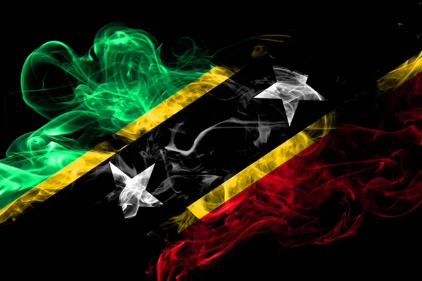 Saint Kitts Nevis Colorful Smoking Flag 2018 — Stock Photo, Image