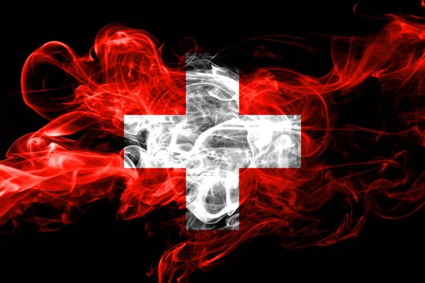Schweiz Färgglada Rökning Flagga 2018 — Stockfoto